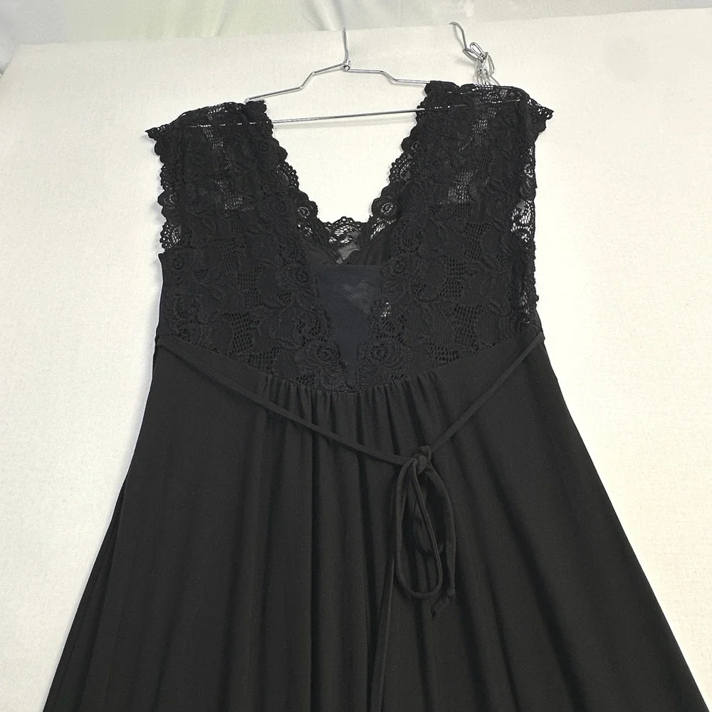 Jonquil‎ Diane Samandi LET020 Lace Maxi Nightgown Black Women's XS/S Petite